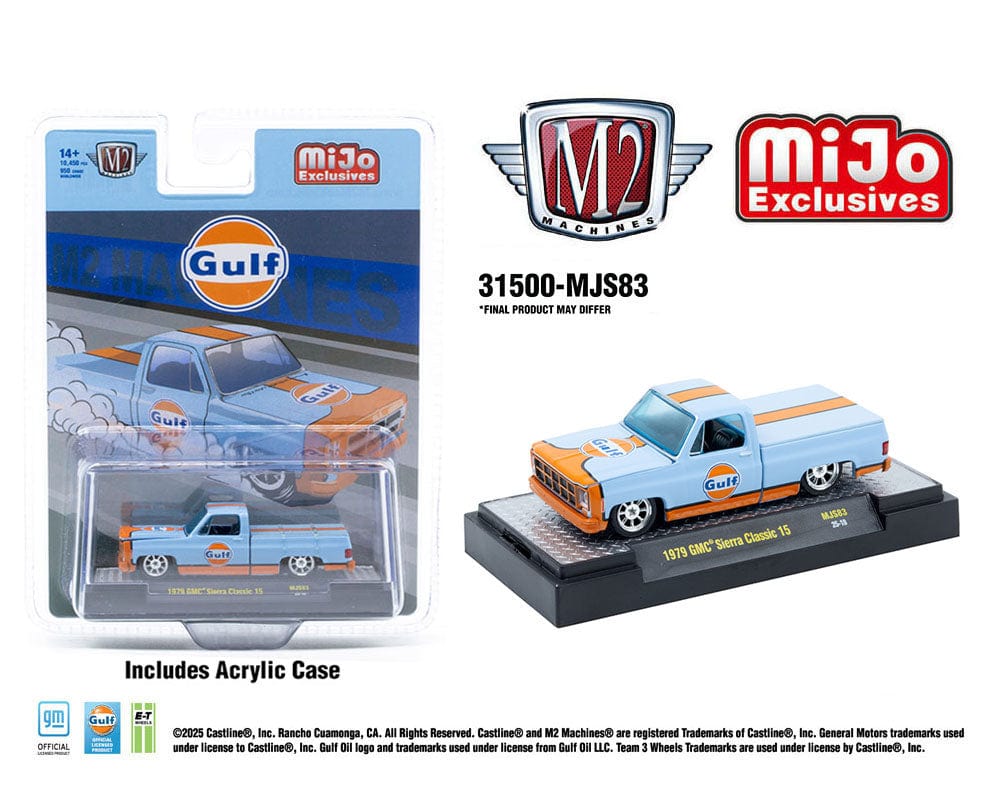 M2 Machines 1:64 1979 GMC Sierra Classic 15 Custom GULF – Blue