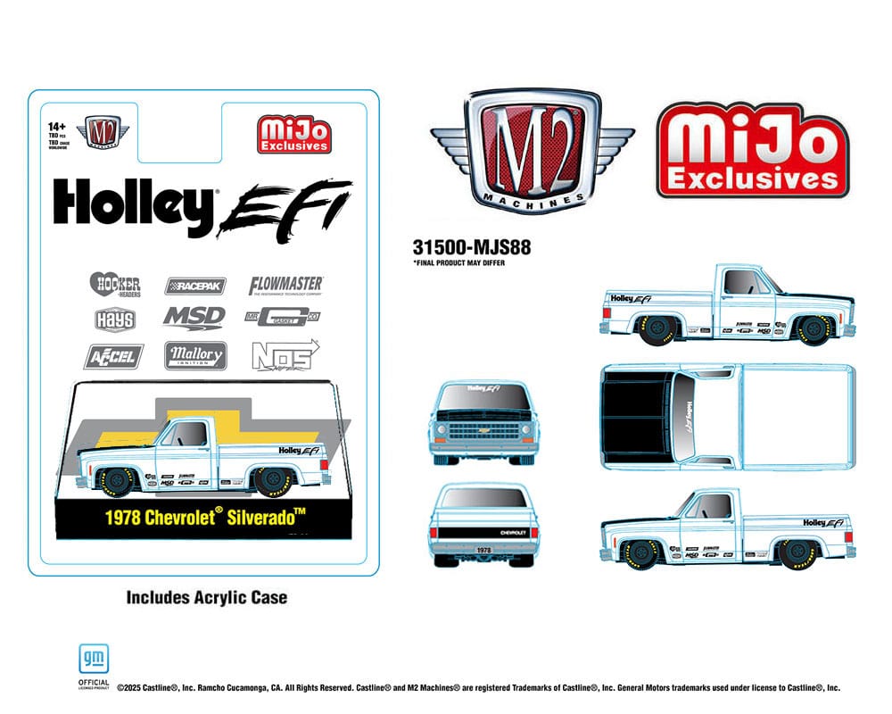 1978 Chevrolet Silverado Holley Custom White MiJo Exclusives Limited Edition M2 Machines 1/64 scale