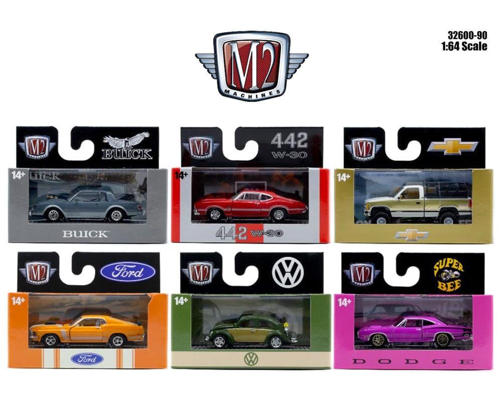 M2 Machines 1:64 Detroit-Muscle Release 90 Assortment 6x car set