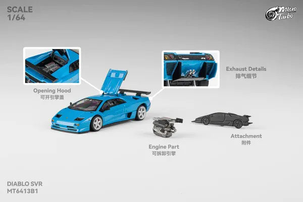 Lamborghini Custom Diablo SVR - Metallic Blue - Microturbo 1:64 scale