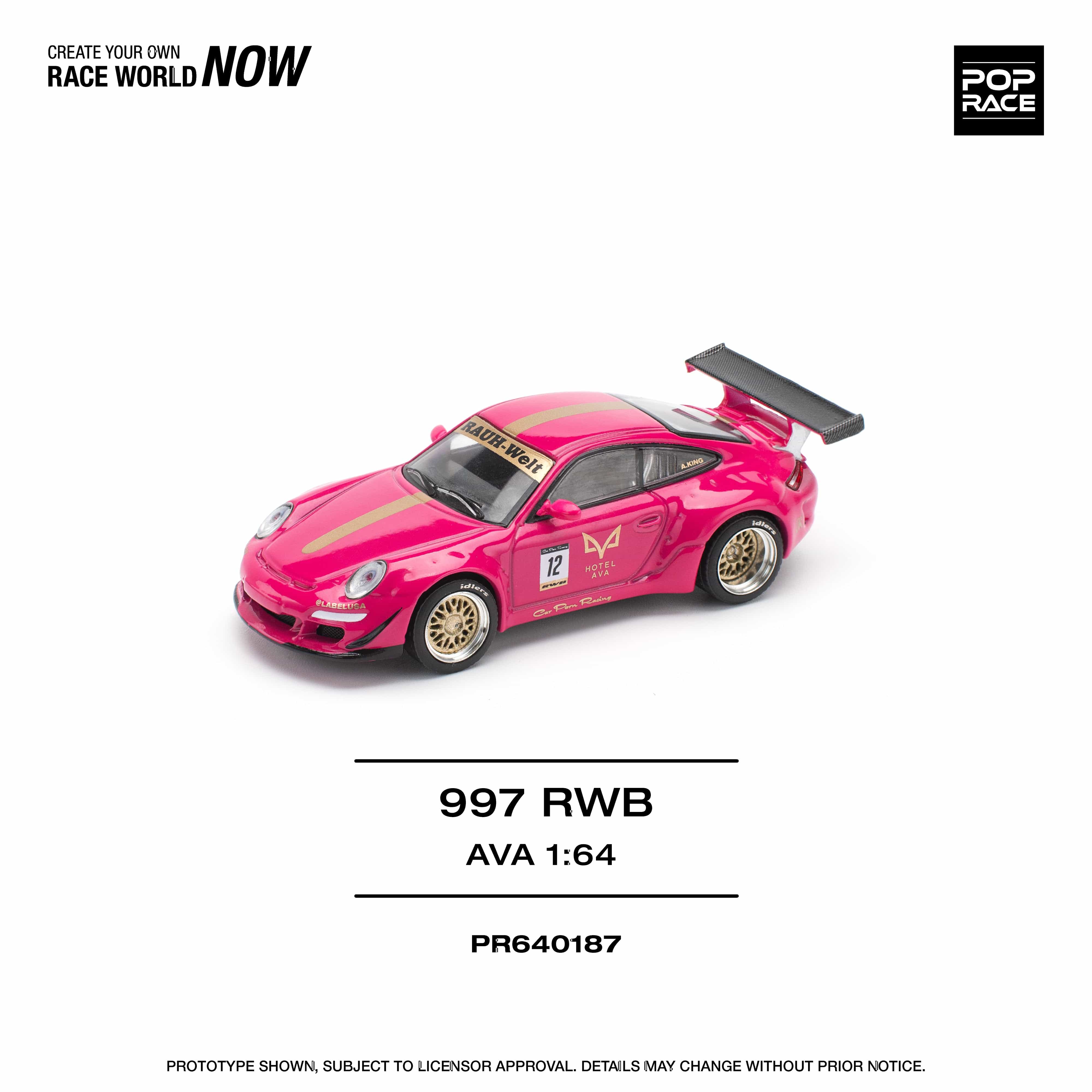 Porsche RWB 997 Pink AVA Pop Race 1/64 scale – Hanz Driven