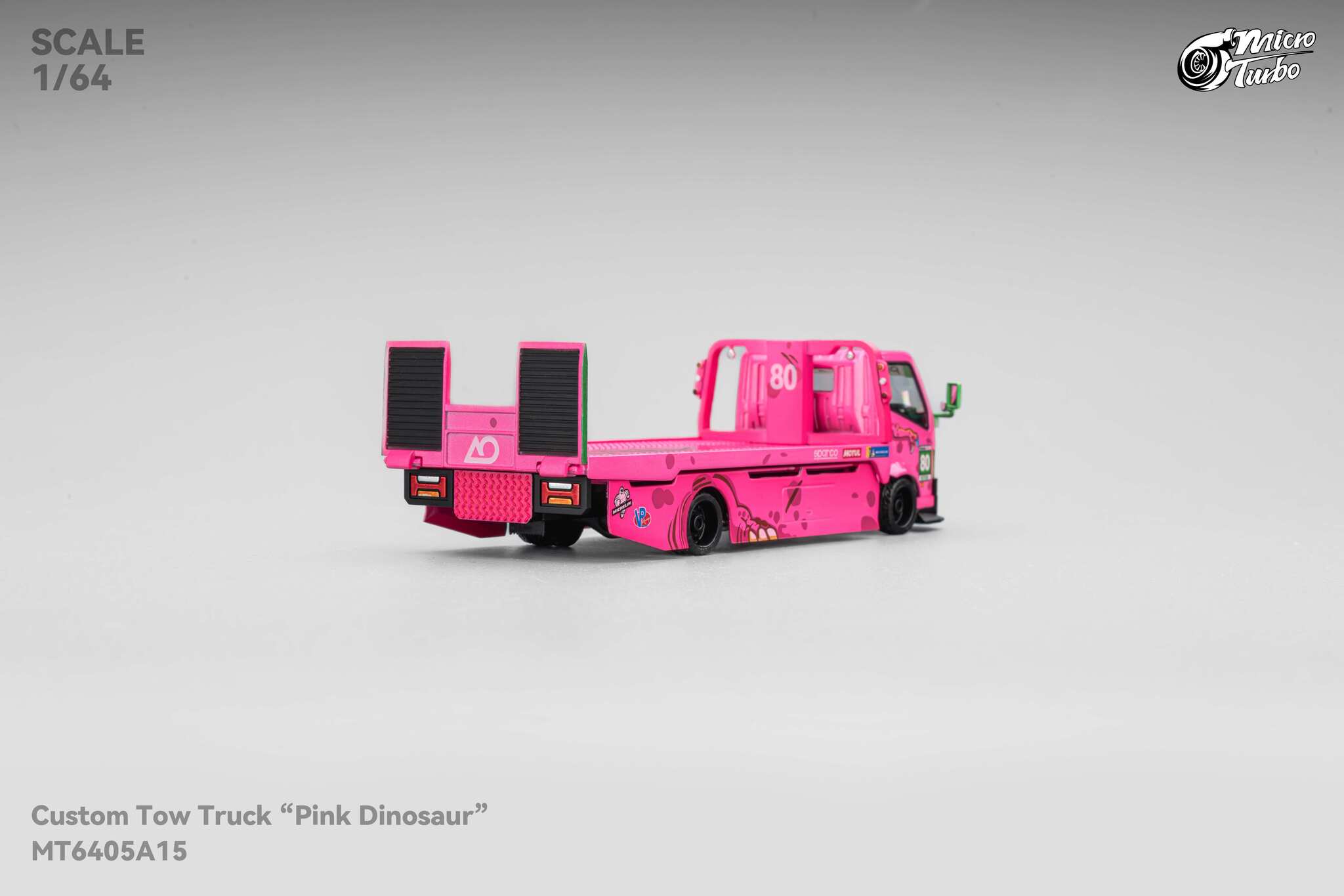 Pink Roxy Dino Custom Tow Truck Flat Bed Micro Turbo Mega Gear 1