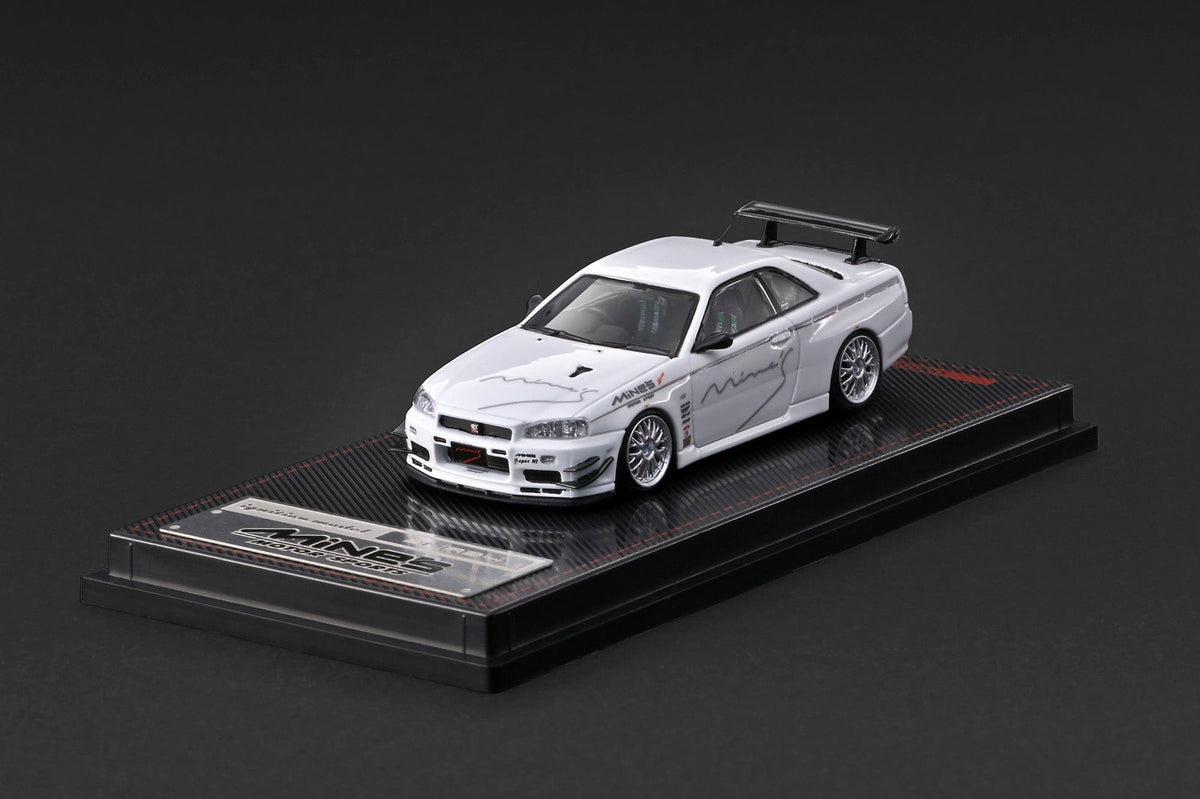 (PRE-ORDER) Nissan Skyline GT-R Mine's R34 White Ignition Model 1/64 IG4092