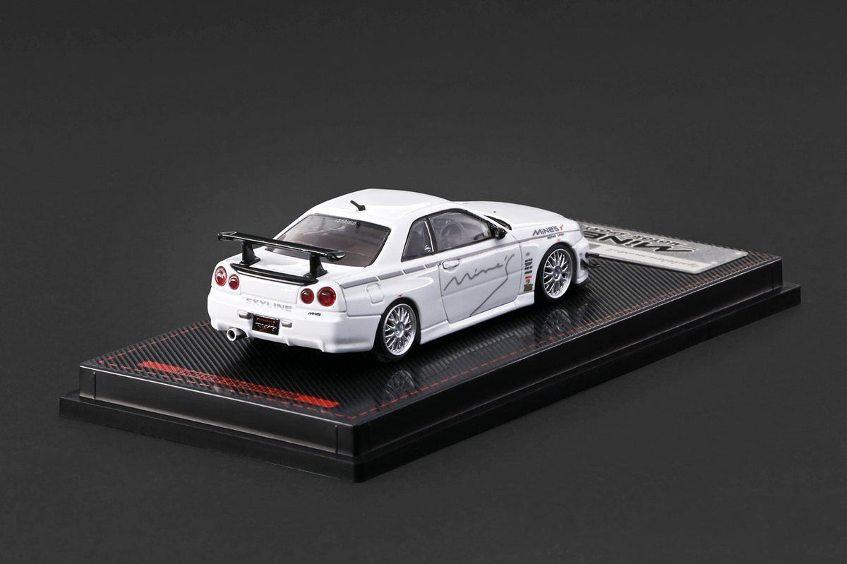 (PRE-ORDER) Nissan Skyline GT-R Mine's R34 White Ignition Model 1/64 IG4092