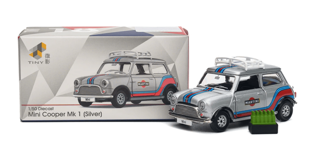 Mini Cooper Mk 1 Silver Martini Tiny 1:50 scale