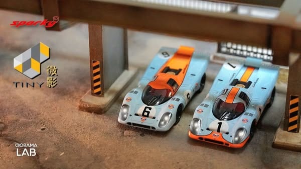 2x car set Gulf Porsche 917 #1 & #6 Sparky Tiny Exclusive 1/64 scale