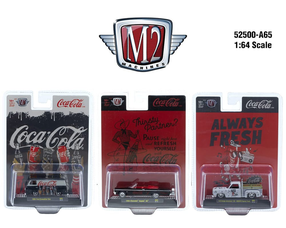 Coca-Cola 2026 Release A65 Assortment M2 Machines 1:64 Complete set of 3x 52500-A65