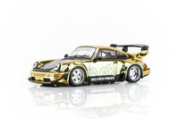 Porsche 911 964 RWB Silver Fenix Gold Chrome with 1/64 magnetic air-cooled engine Motorhelix TMCS 2026 Limited Edition