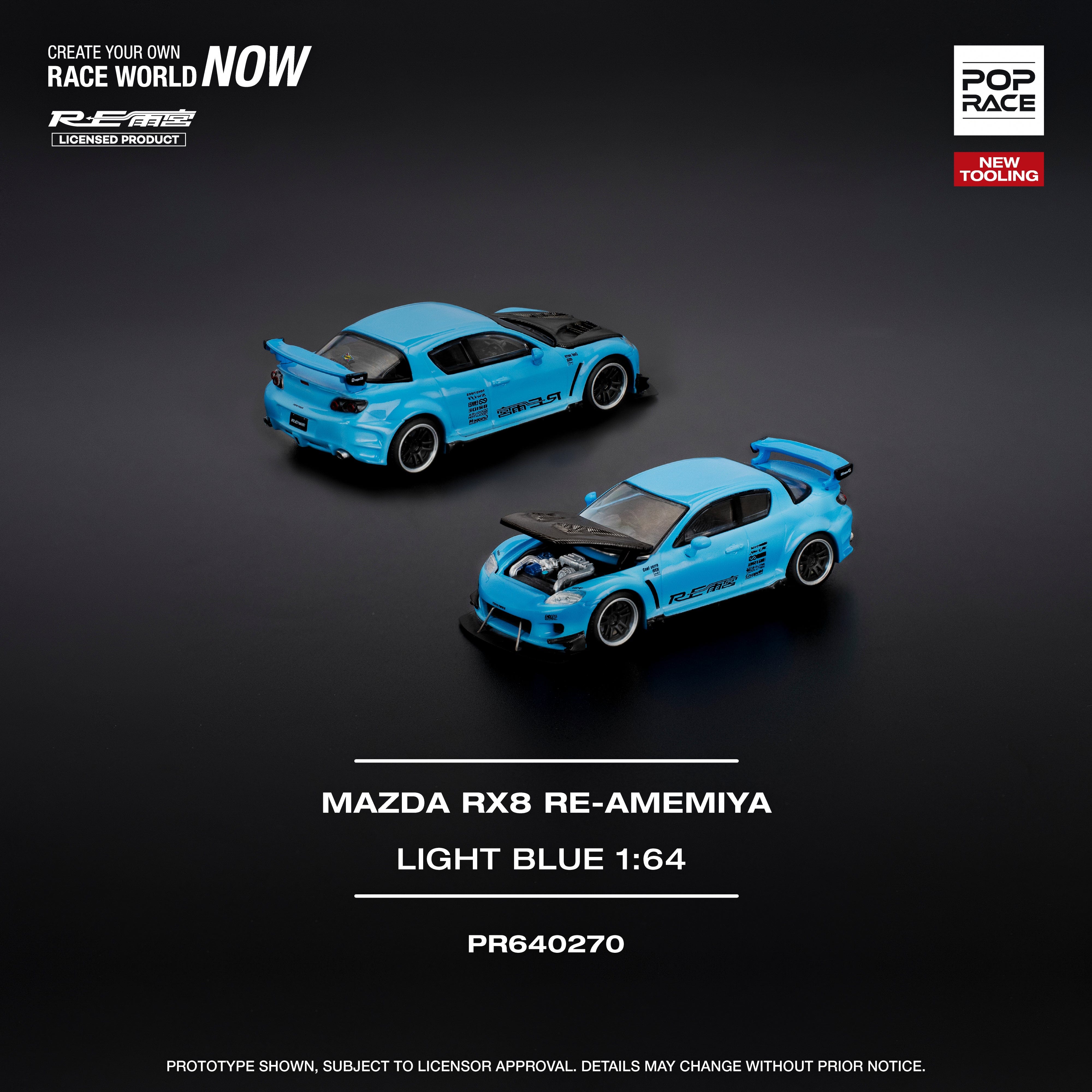 Mazda RX-8 FD3S Re-Amemiya Light Blue1/64 Pop Race – Hanz Driven