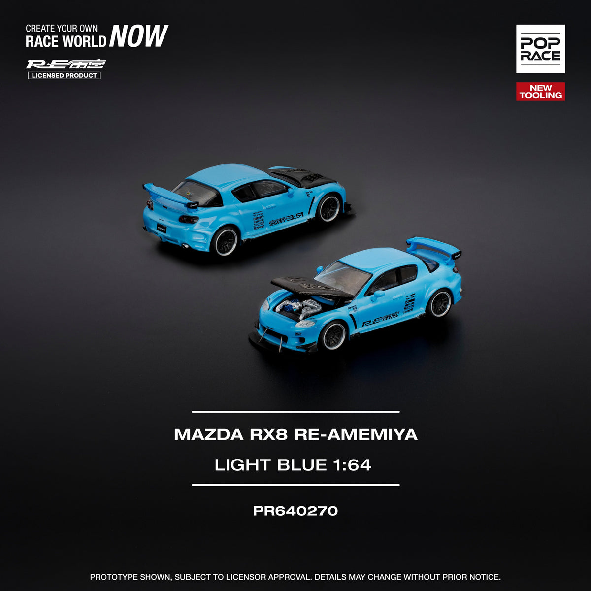 Mazda RX-8 FD3S Re-Amemiya Light Blue1/64 Pop Race