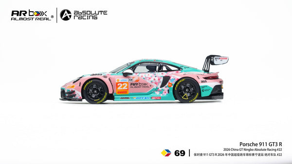 (PRE-ORDER) Porsche 911 GT3 R China GT Ningbo 2026 Absolute Racing No. 22 Almost Real 1/64 640007001