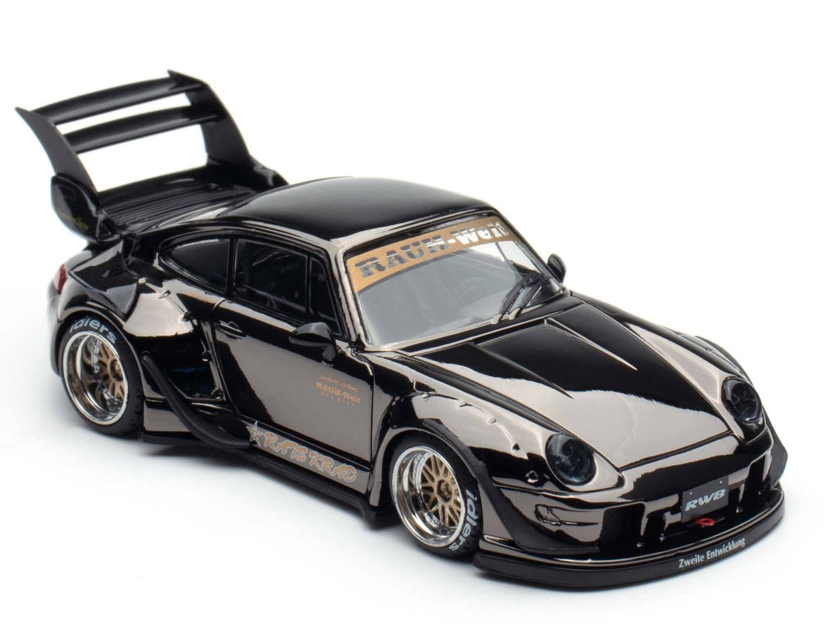 Chrome Metallic Black Porsche Rauh-Welt Begriff RWB 993 Black Ignition Model 1/64 scale IG3870 CHASE