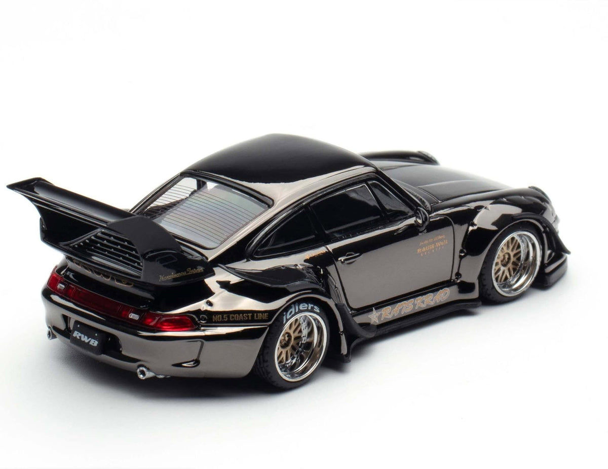 Chrome Metallic Black Porsche Rauh-Welt Begriff RWB 993 Black Ignition Model 1/64 scale IG3870 CHASE