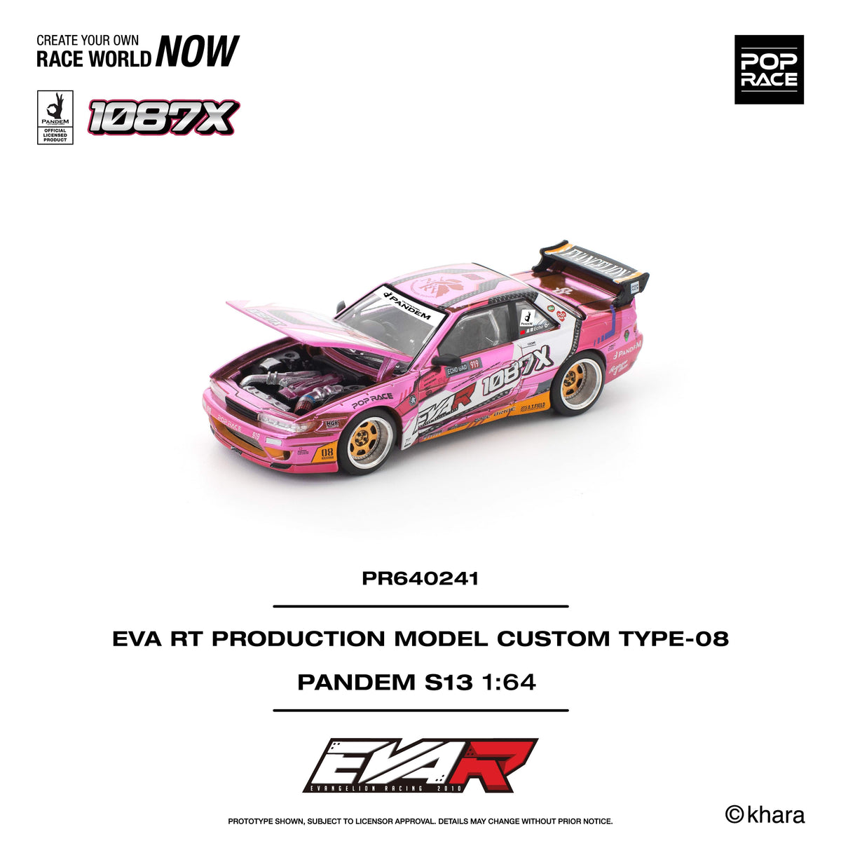 Pandem Silvia S13 Eva RT Production Model Custom Type-08 x 1087X 1/64 Pop Race
