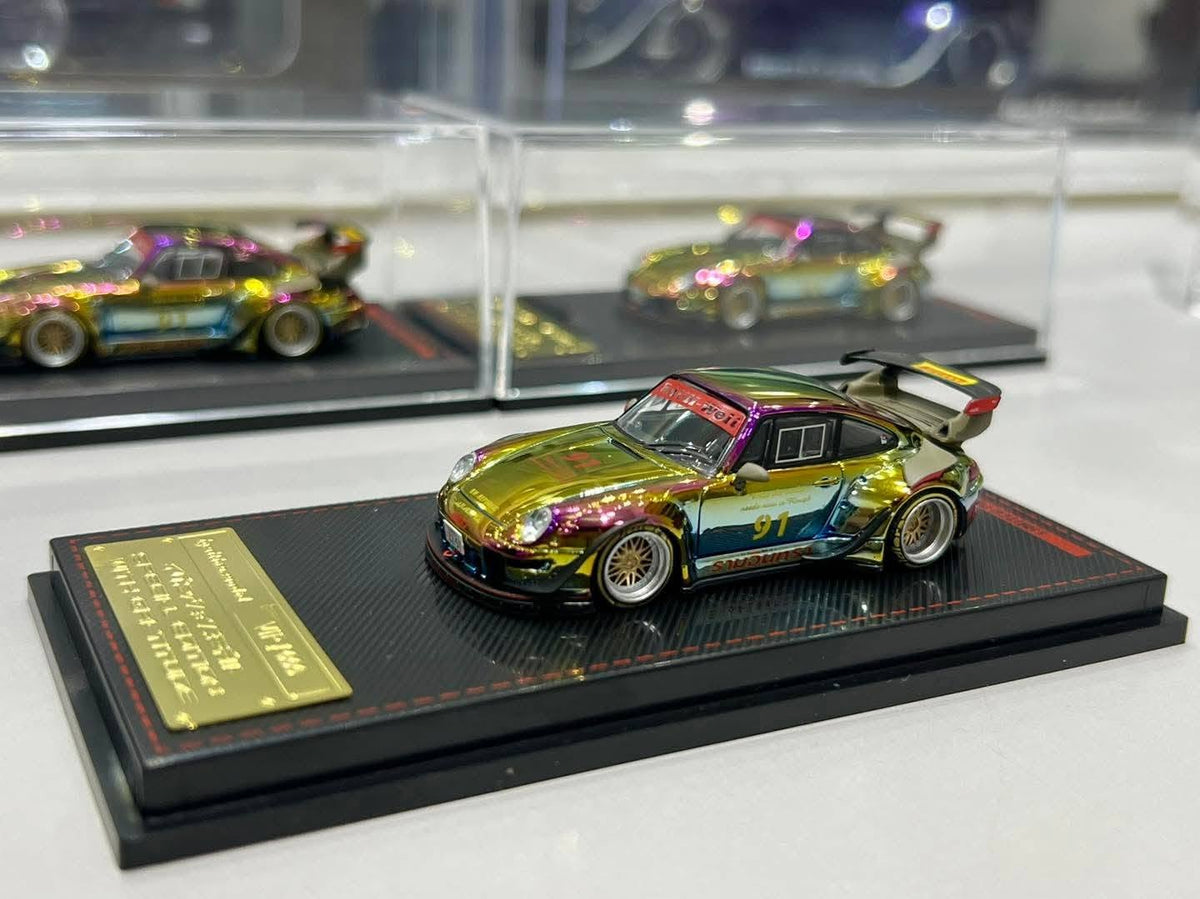 Chase Chrome Porsche RWB 993 Rauh-Welt Begriff  Matte Green Ignition Model 1/64 scale (Copy) IG3873 CHASE