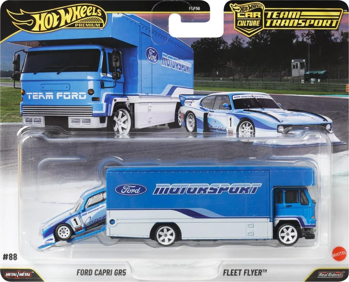 Ford Capri GR5 & Fleet Flyer Hot Wheels Team Transport JHX89