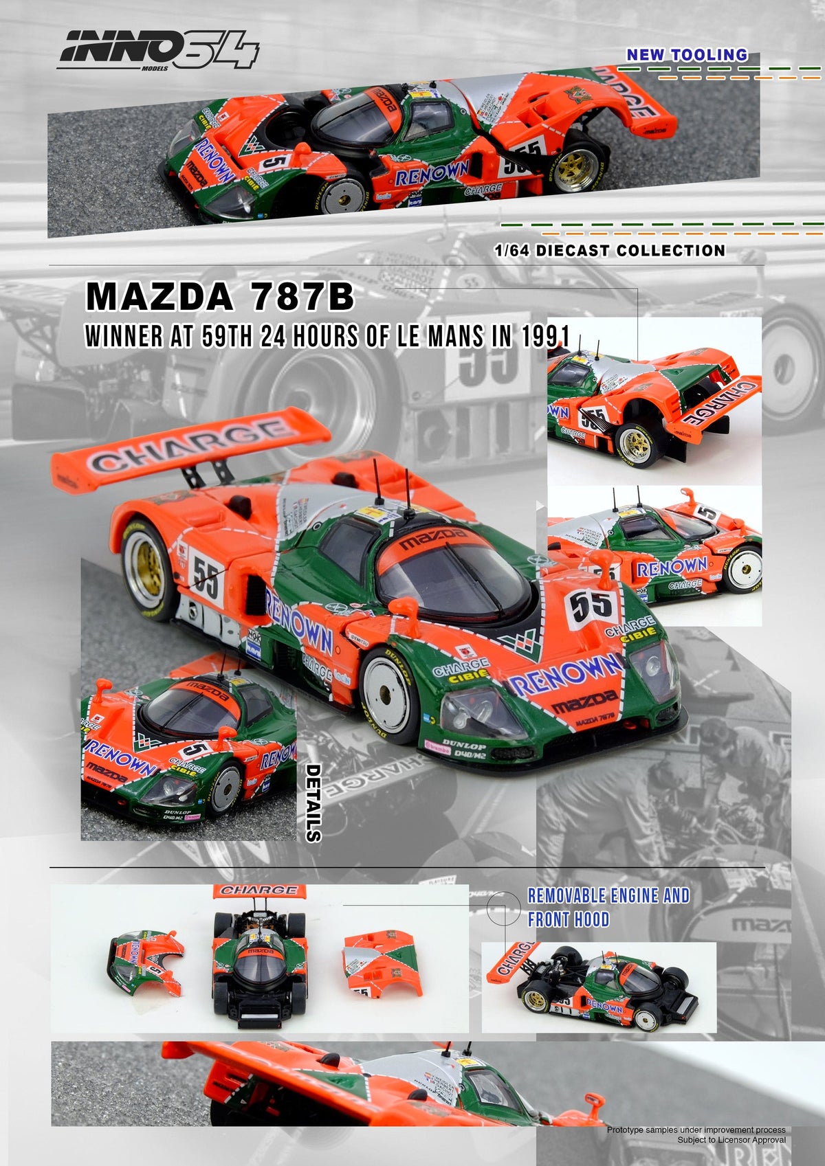 Mazda 787B Winner at 24 Hours Le Mans 1991 Inno64 1:64 scale