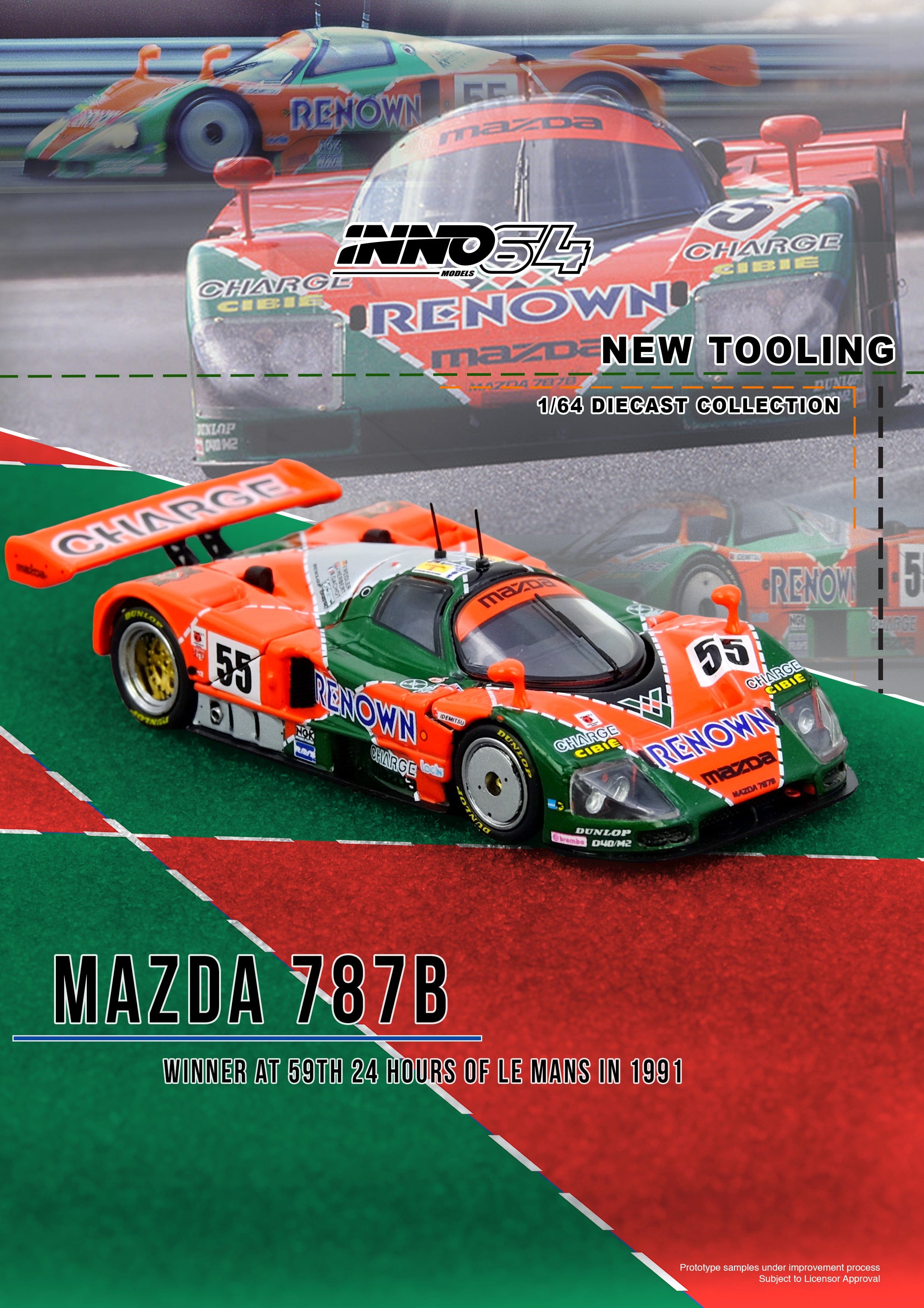 Mazda 787B Winner at 24 Hours Le Mans 1991 Inno64 1:64 scale
