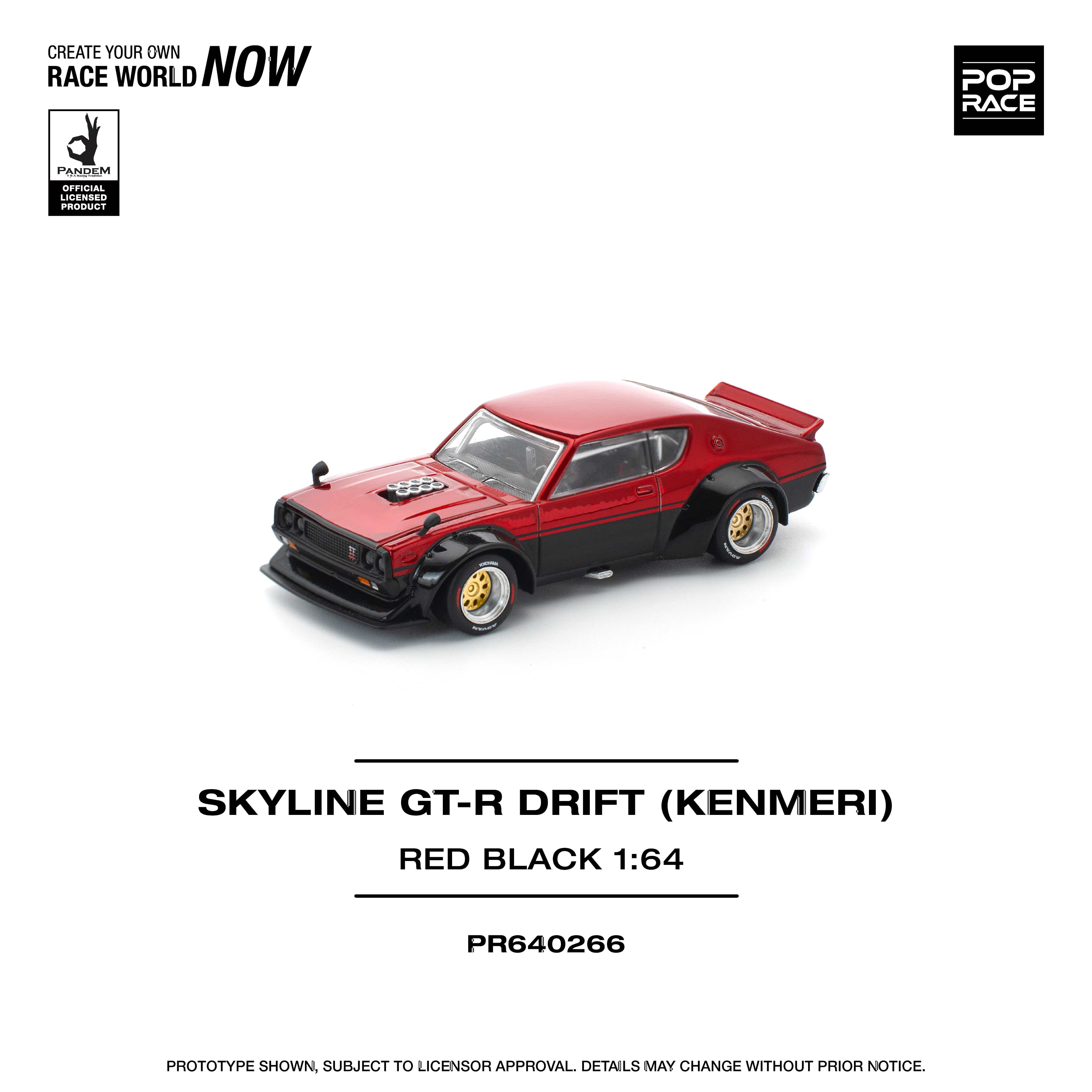 ポップレーススカイラインGTR ケンメリチェイス1/64ミニカー Skyline GT-R Drift Kenmeri Red Black Pop Race – Hanz Driven