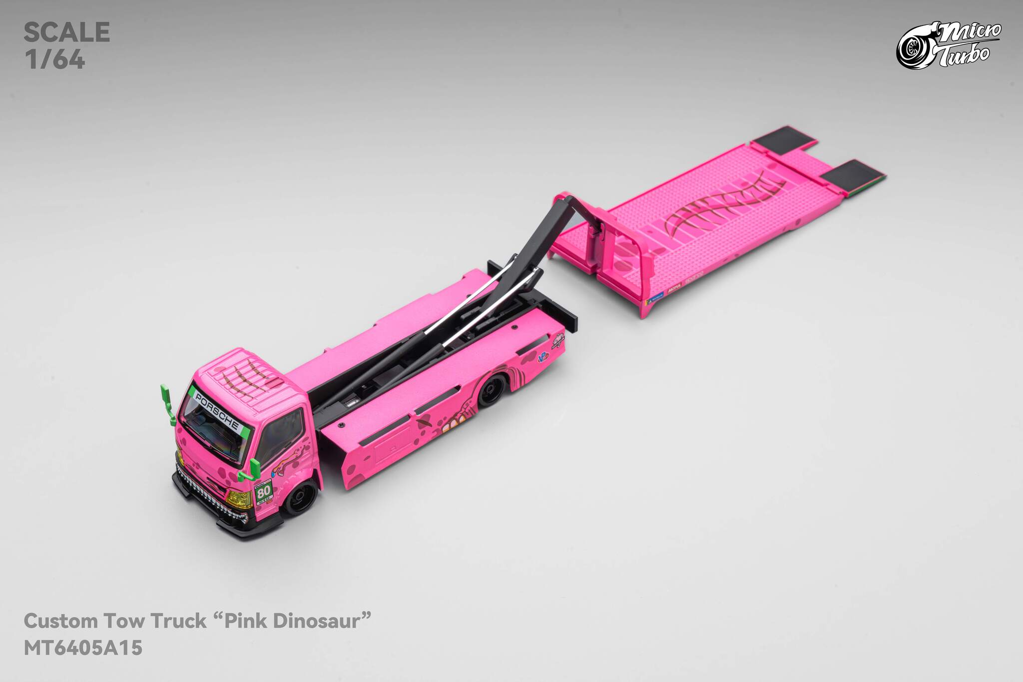 PRE-ORDER) Pink Roxy Dino Custom Tow Truck Flat Bed Micro Turbo