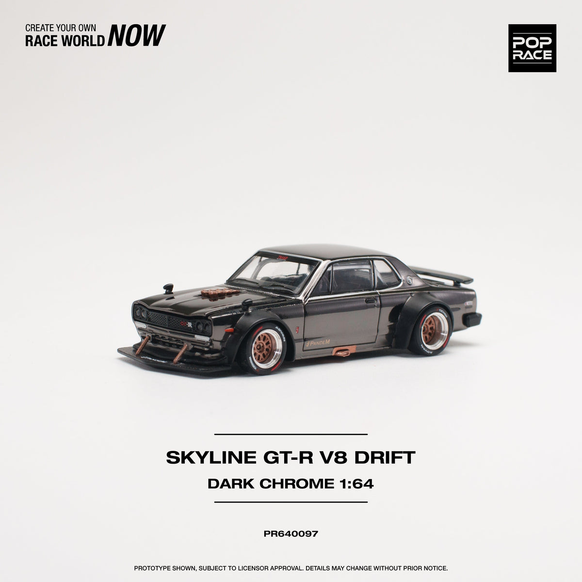 Skyline GT-R V8 Drift Hakosuka Dark Chrome 1/64 Pop Race PR640097