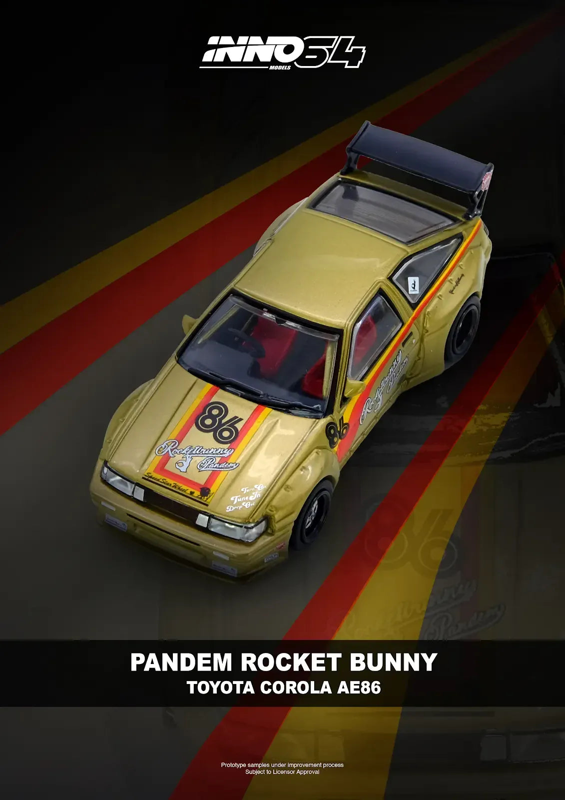 Toyota PANDEM Rocket Bunny AE86 Levin Gold Inno64 – Hanz Driven
