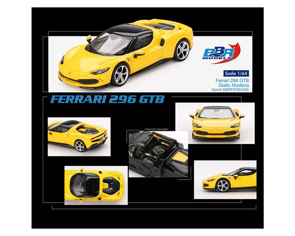 BBR Models 1:64 Ferrari 296 GTB Giallo Modena Yellow Limited Edition