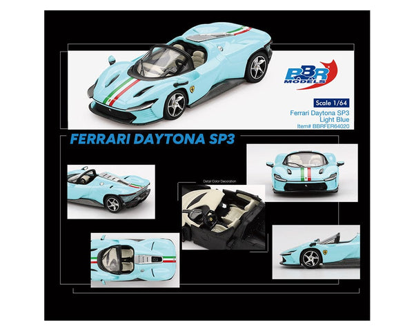 Ferrari Daytona SP3 – Light Blue – Limited Edition BBR Models 1/64