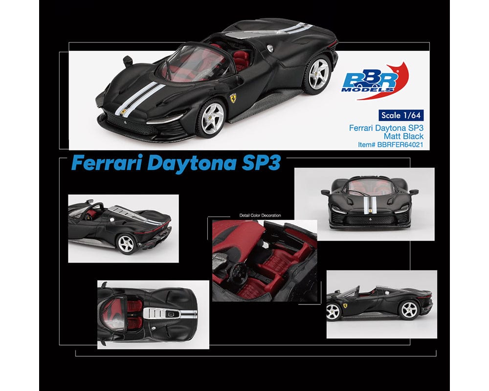 BBR Models 1:64 Ferrari Daytona SP3 Matt Black Limited Edition