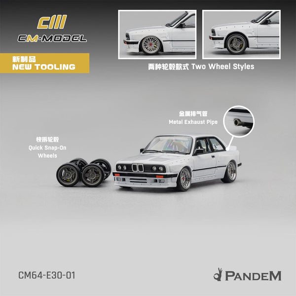 BMW M3 E30 Pandem Pearl White CM Model 1/64