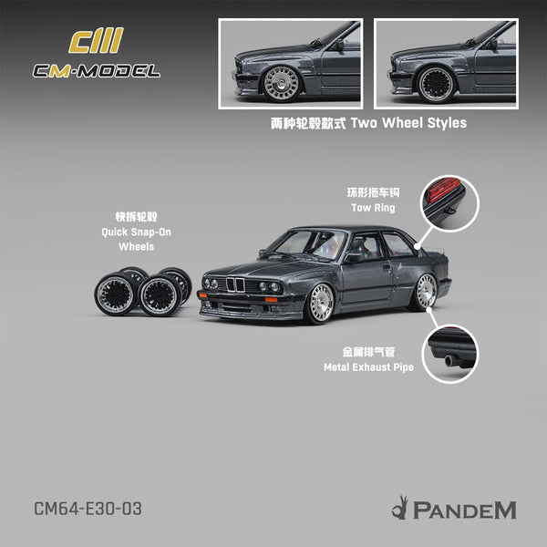 (PRE-ORDER) BMW Pandem M3 E30 Metallic Gunmetal Gray CM Model 1/64 CM64-E30-03