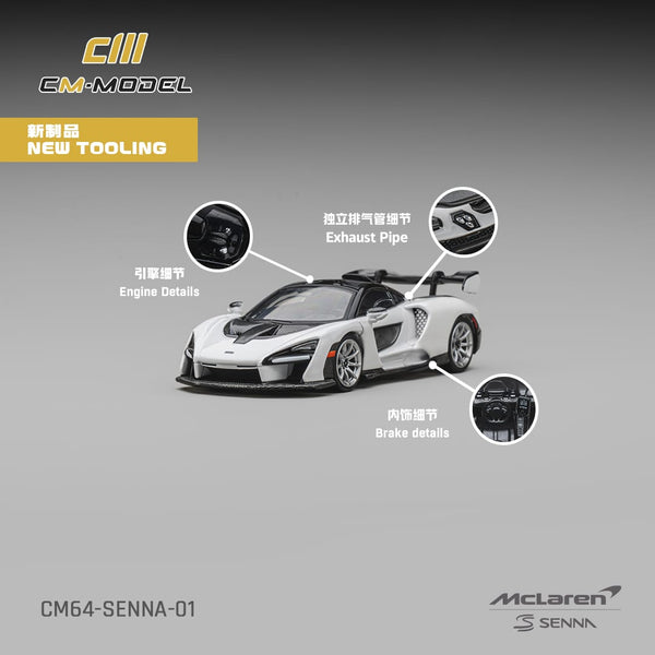 (PRE-ORDER) McLaren Senna Silica White CM Model 1/64 CM64-SENNA-01