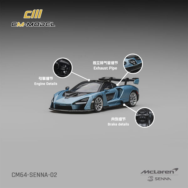 (PRE-ORDER) McLaren Senna Ice Blue CM Model 1/64 CM64-Senna-02