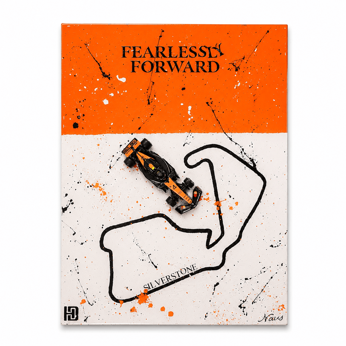 PAPAYA UNLEASHED - FEARLESSLY FORWARD | Original 3D Mixed-Media Automotive Wall Art (9 × 12") (Copy)