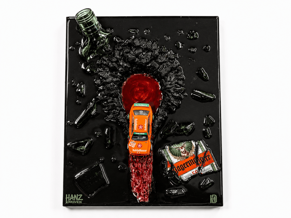 Kaidohaus M3 Orange Edition | Original 3D Mixed-Media Automotive Wall Art (9 × 12")