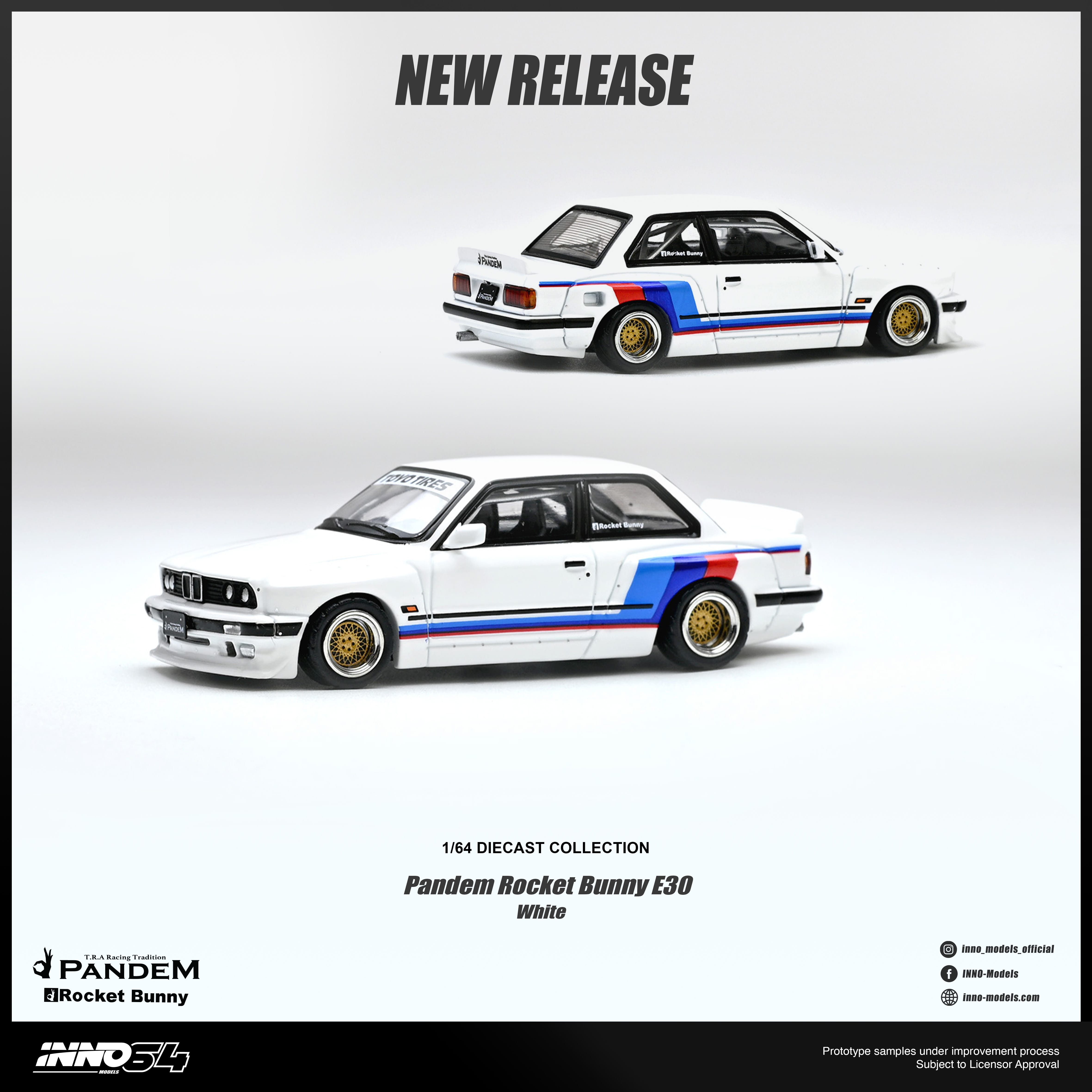 PRE-ORDER) BMW E30 M3 Pandem Rocket Bunny White Inno64 1/64 scale