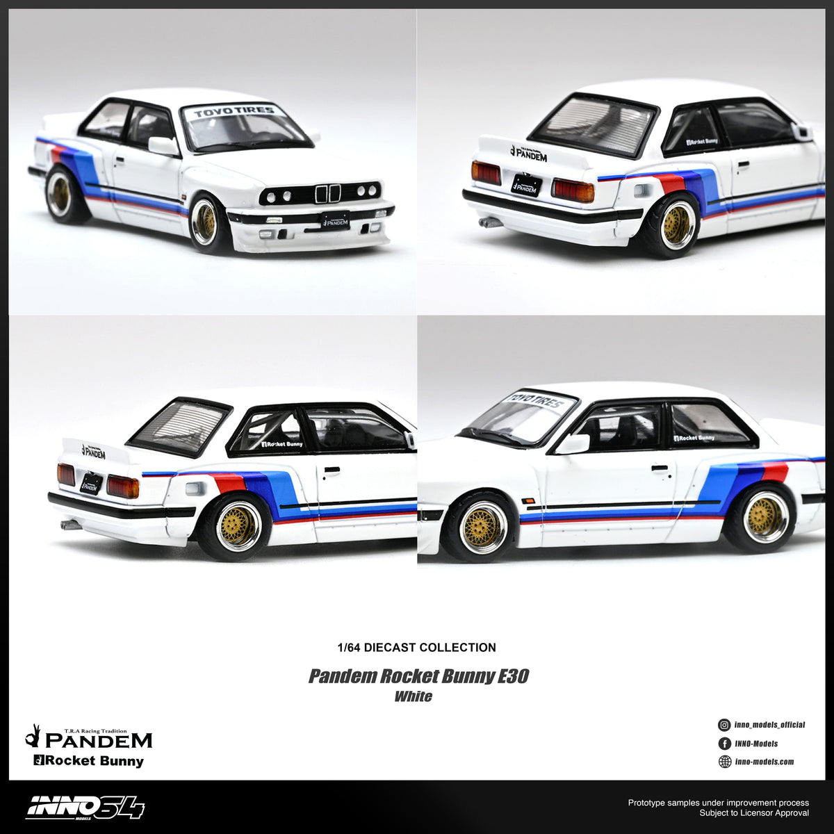 BMW E30 M3 Pandem Rocket Bunny White Inno64 1/64 scale