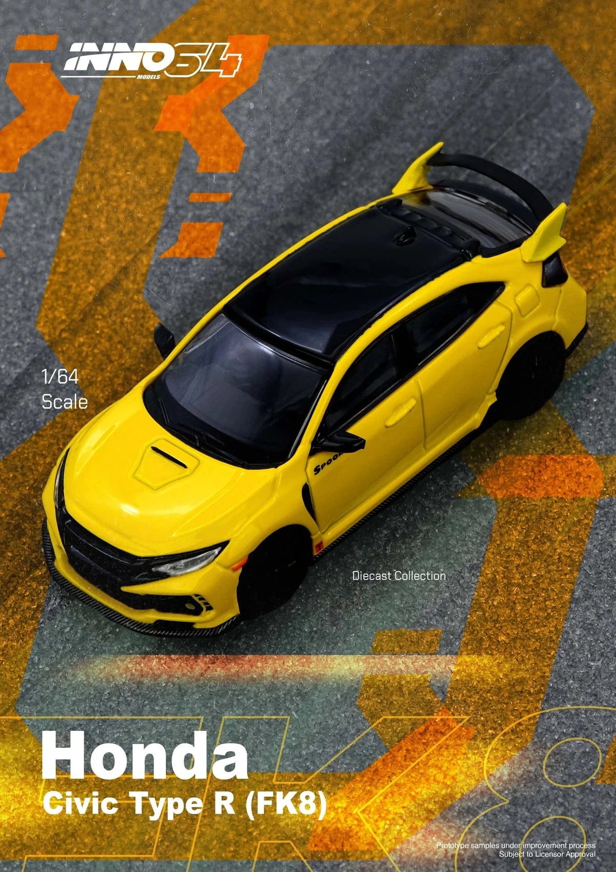 Honda Civic Type R FK8 Yellow Inno64 1/64 scale IN64-FK8-YL