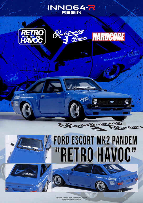 Ford Escort MK2 Pandem Emotion Retro Havoc Blue Inno64 1/64 scale RESIN Special edition
