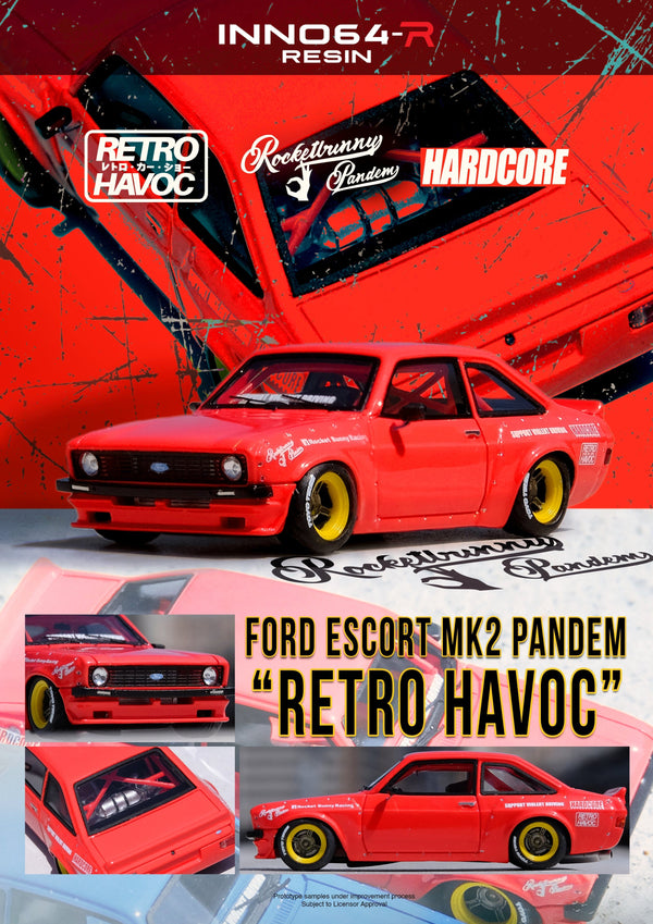 Ford Escort MK2 Pandem Emotion Retro Havoc Red Inno64 1/64 scale RESIN Special edition