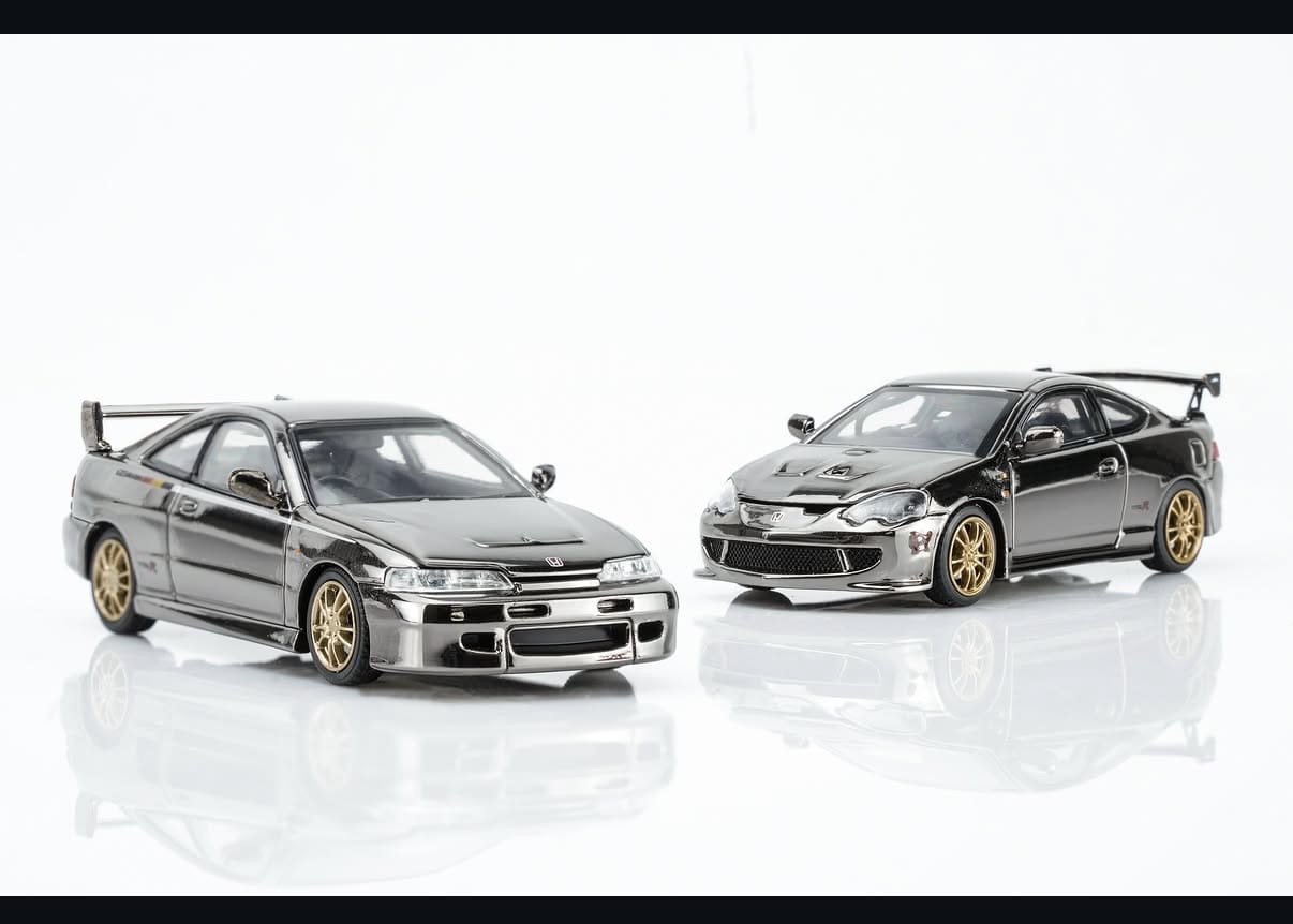 D-BOYS メシとも　D2 春どこ　ワタナベエンタ　セット Honda Integra Type R DC2 & DC5 Mugen Customized Black Chrome 2-Car