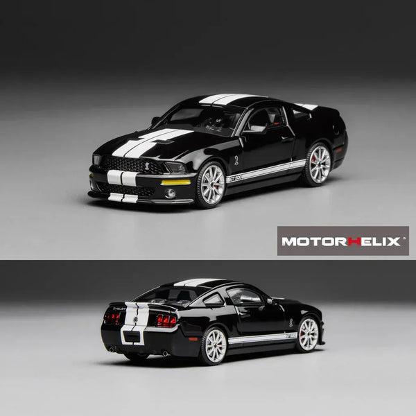 (Pre-order) Ford Mustang Shelby GT500 Super Snake 2007 Black with White Stripe Motorhelix x Greenlight 1:64