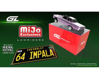 (PRE-ORDER) Lowriders 1964 Chevrolet Impala SS Convertible w/ Mini Metal License Plate Black Mijo Exclusives Greenlight 1:64 51757-B