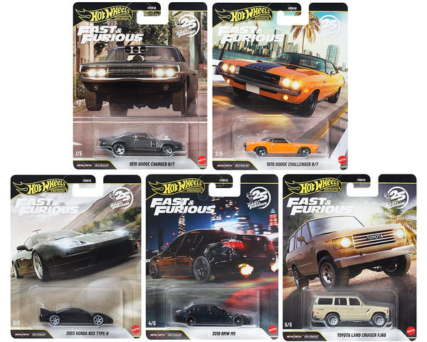 Fast & Furious 25Th Anniversary Premium 2026 Q Assortment 5x Car Set Hot Wheels 1:64