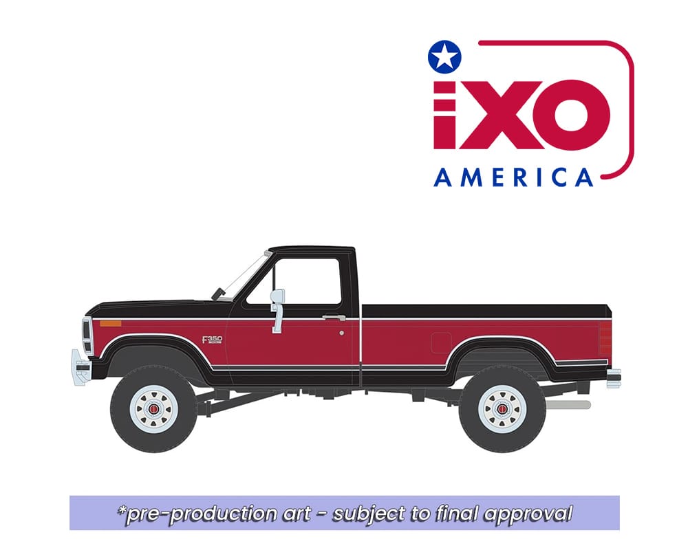 1982 Ford F350 XL Short Bed Raven Black and IXO 1/64 | Hanz Driven IA64046