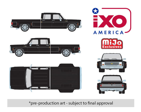 1980 Chevrolet Silverado C30 Crew Cab Dually Lowered Black Limited Edition IXO Model 1:64