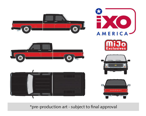1979 Chevrolet Scottsdale C20 Crew Cab Black w/ Red two Tone Limited Edition IXO Model 1:64