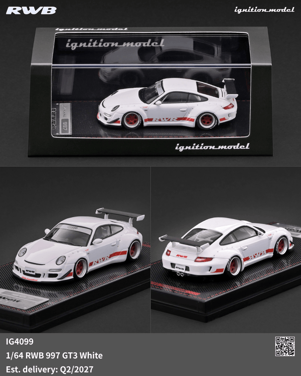 (PRE-ORDER) Porsche RWB 997 GT3 White Ignition Model 1/64 IG4099