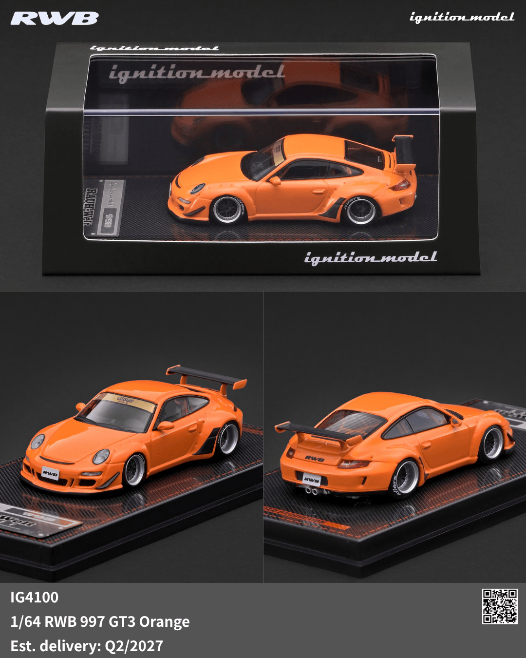 (PRE-ORDER) Porsche RWB 997 GT3 Orange Ignition Model 1/64