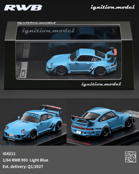 (PRE-ORDER) Porsche RWB 993 Light Blue Ignition Model 1/64 IG4211
